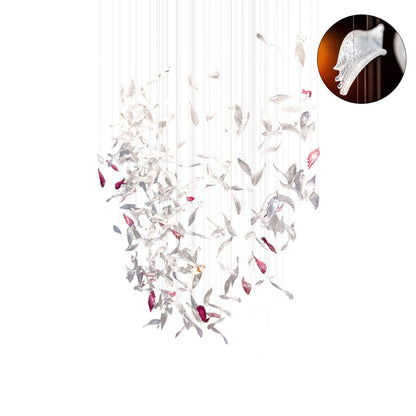 Flying Glass Feather Chandelier, Modern Spiral Glass Customisable Chandelier