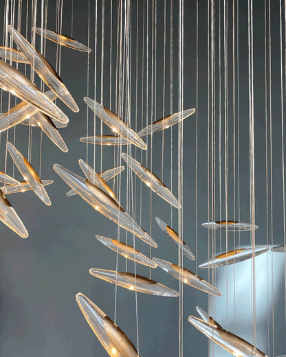 Moonlight Whispers Chandelier,Modern Spiral Glass Customisable Chandelier