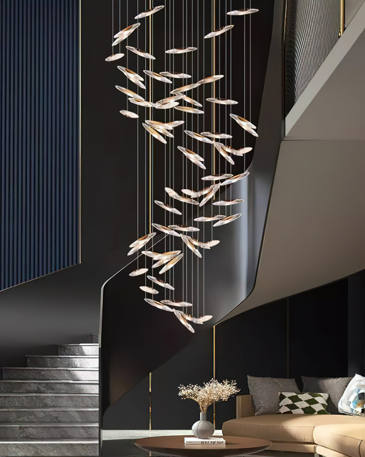 Moonlight Whispers Chandelier,Modern Spiral Glass  Customisable Chandelier