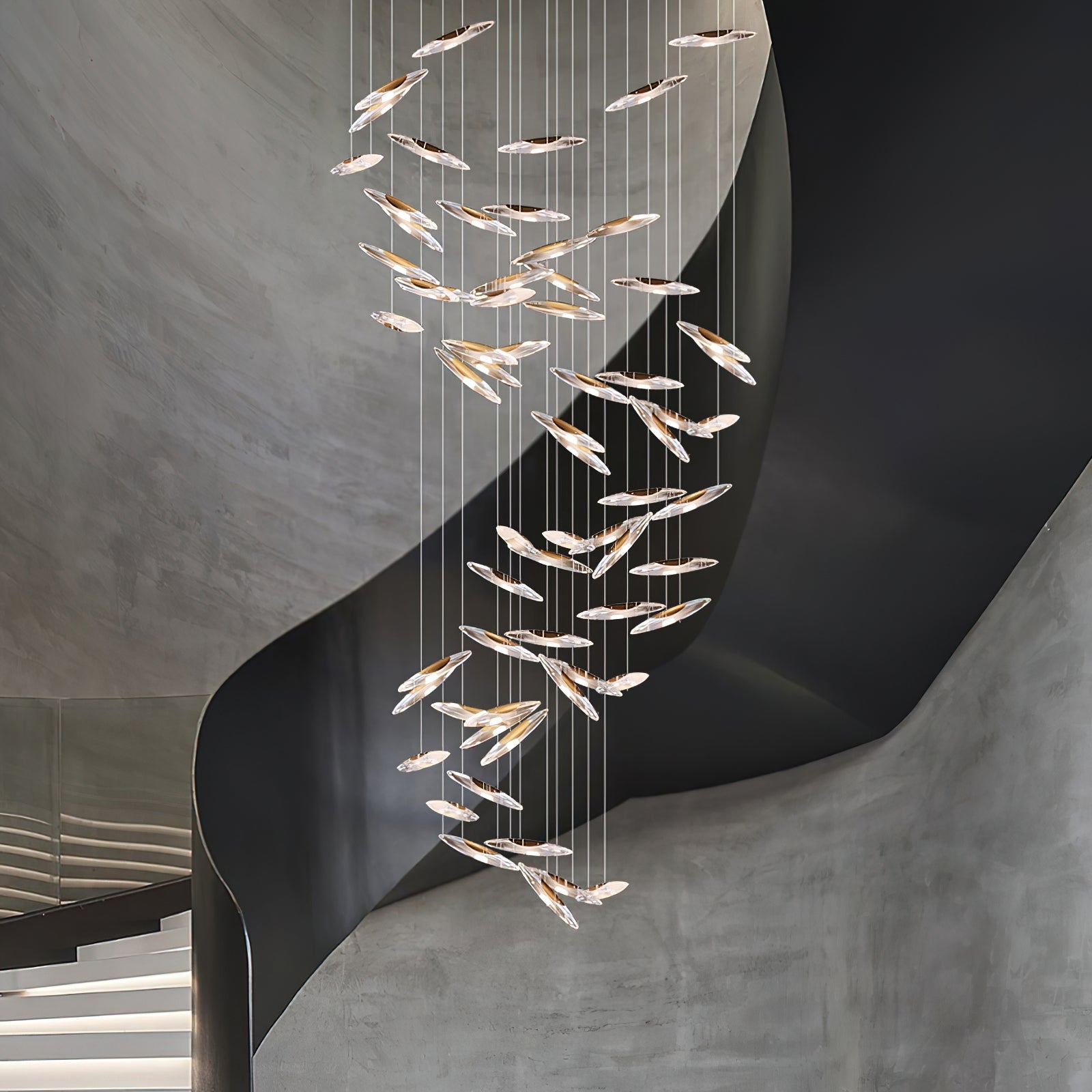 Moonlight Whispers Chandelier,Modern Spiral Glass  Customisable Chandelier