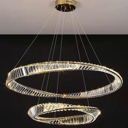 1/2/3-Ring Crystal Chandelier for Luxury Living/ Dining Room/Bedroom