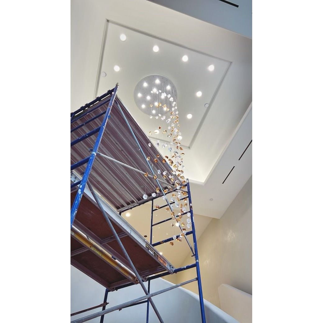 Elegant Rainfall Blue Gem Glass Chandelier: Dazzling Italian Concept Lighting Fixture