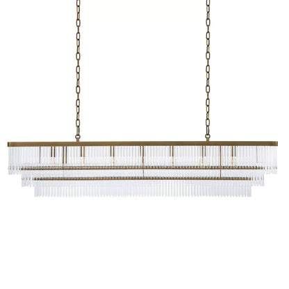 East Rectangle Modern Brass Glass Chandelier