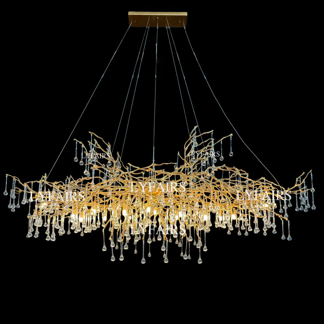 Extra Large Branch Crystal Drops Chandelier for Living/ Dining Room