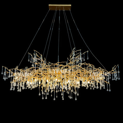 Extra Large Branch Crystal Drops Chandelier for Living/ Dining Room