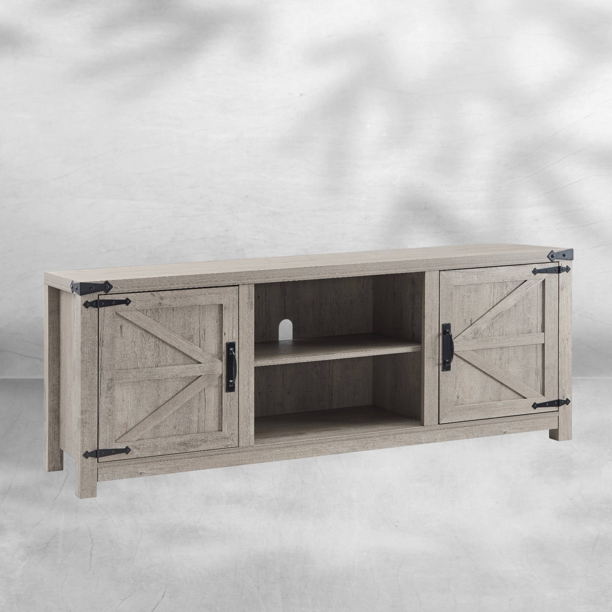 T4TREAM Farmhouse TV Stand with Barn Doors