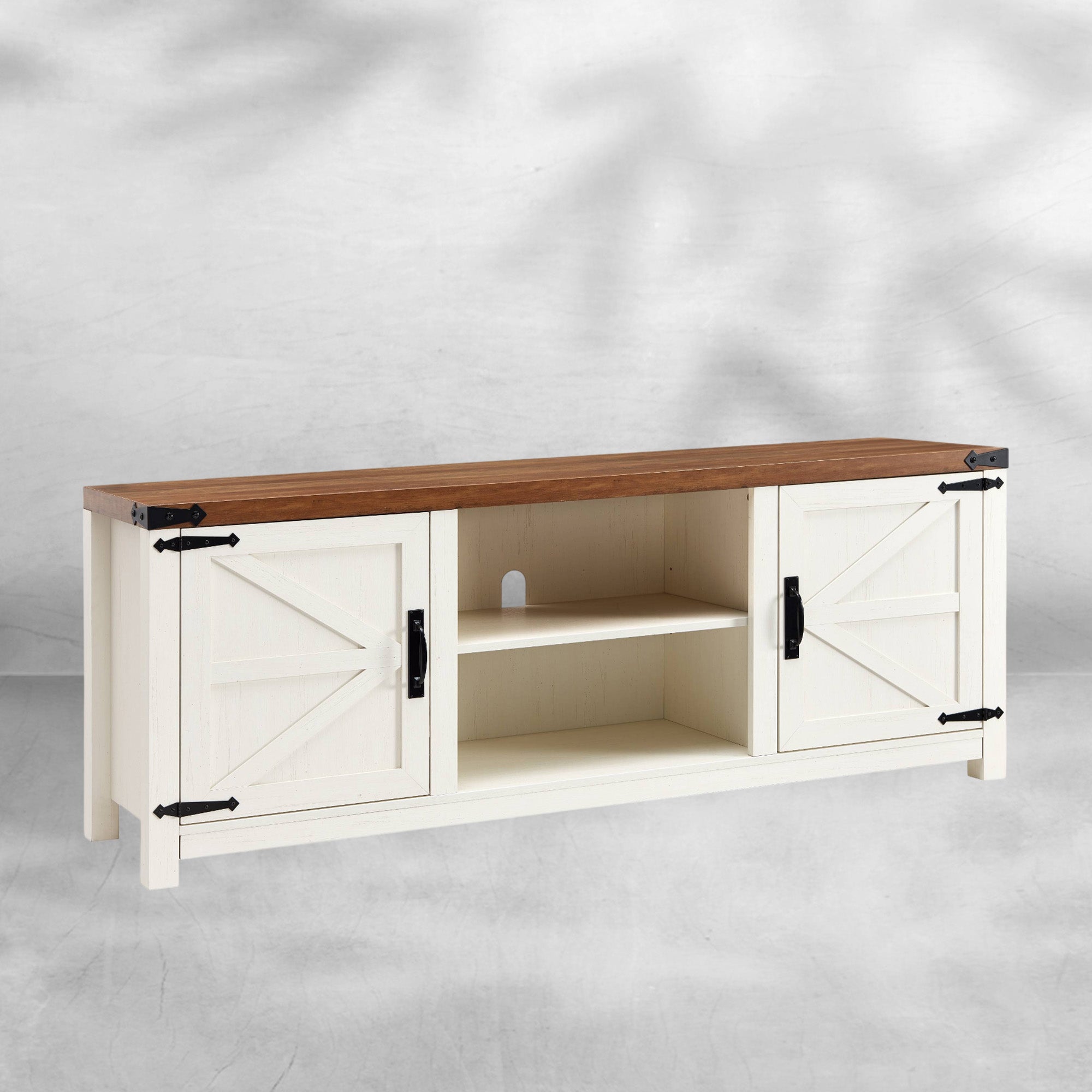 T4TREAM Farmhouse TV Stand with Barn Doors