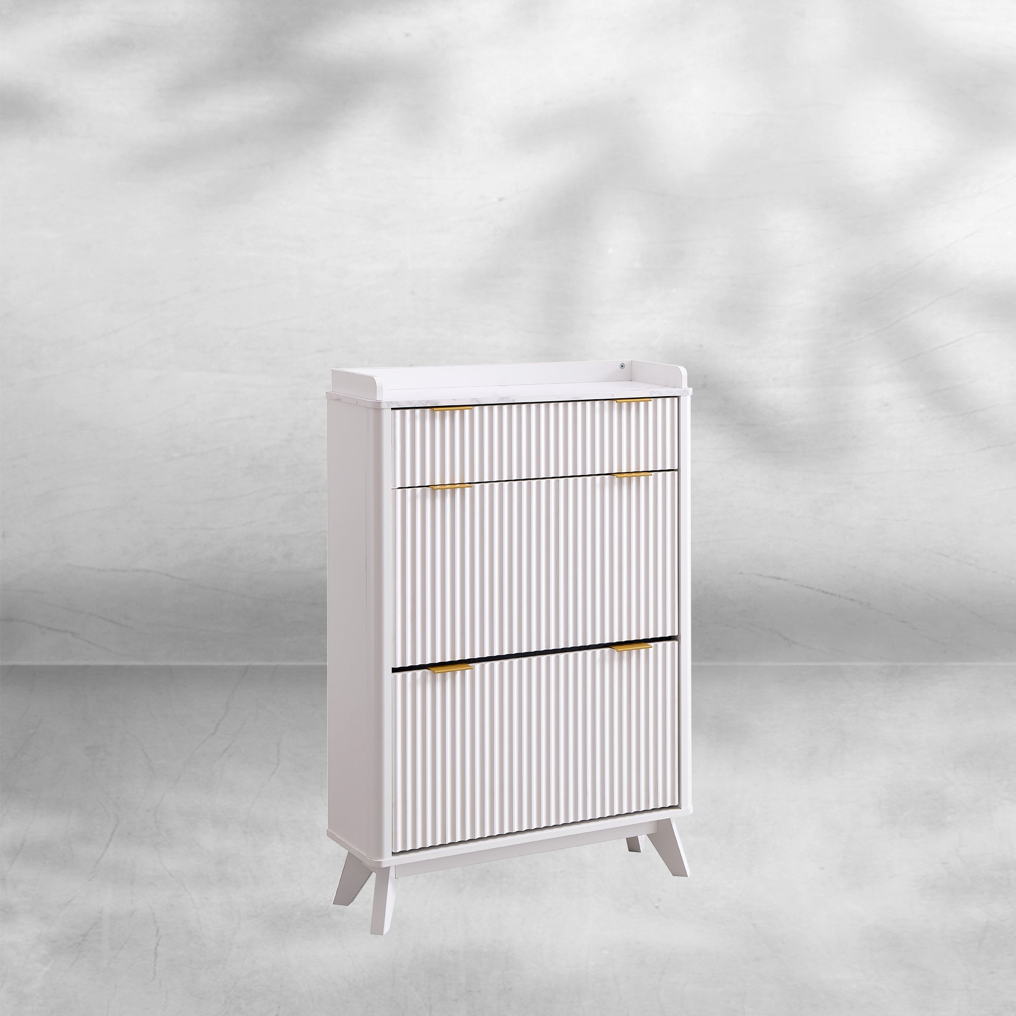 T4TREAM Fluted Shoe Storage Cabinet 48" Tall Narrow Organizer