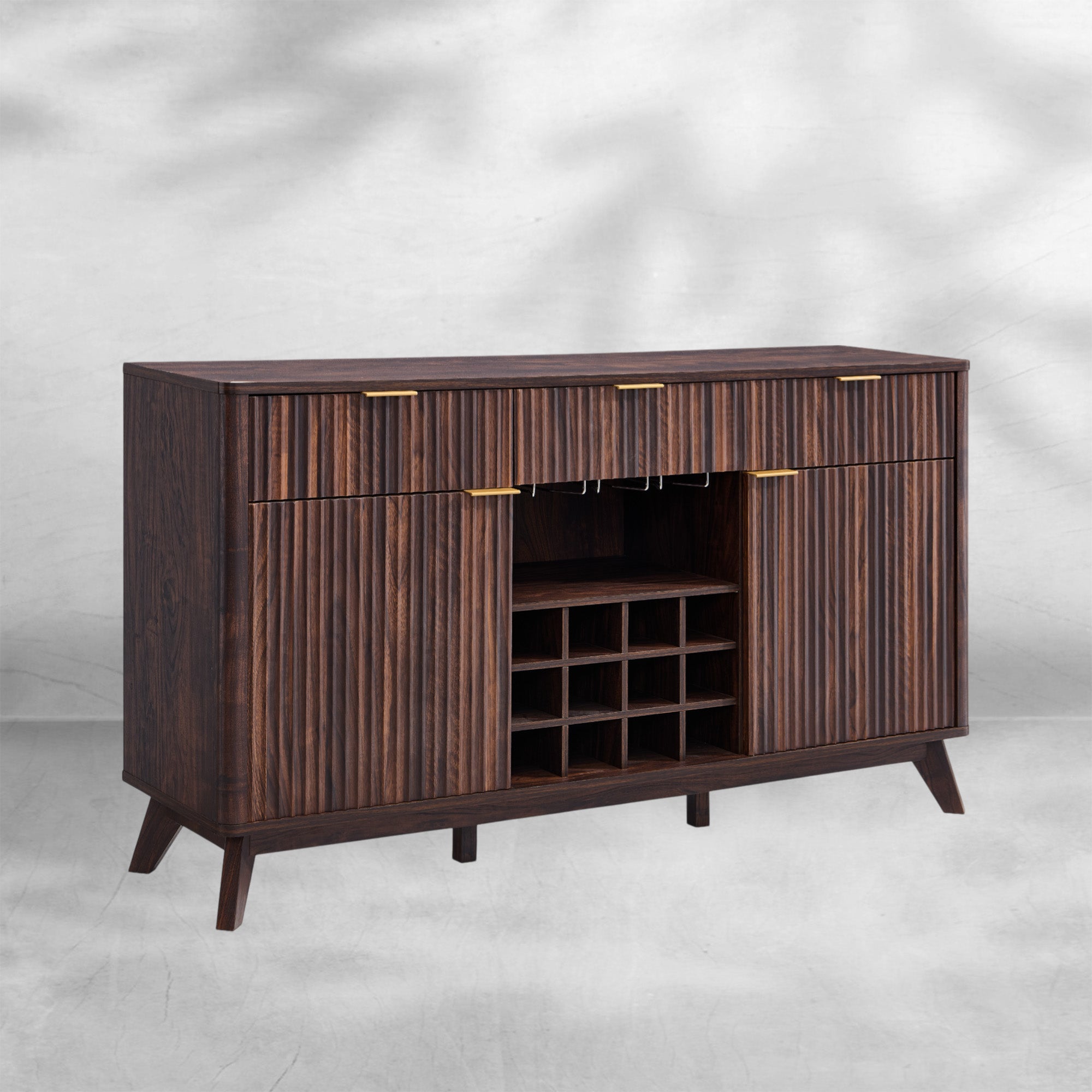 Modern Coffee Bar Fluted Wine Bar Cabinet 60"