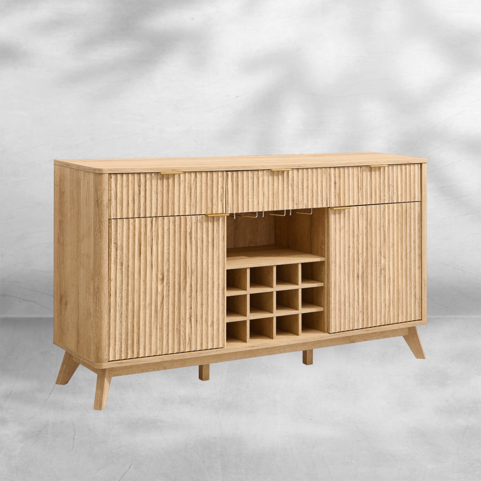 Modern Coffee Bar Fluted Wine Bar Cabinet 60"