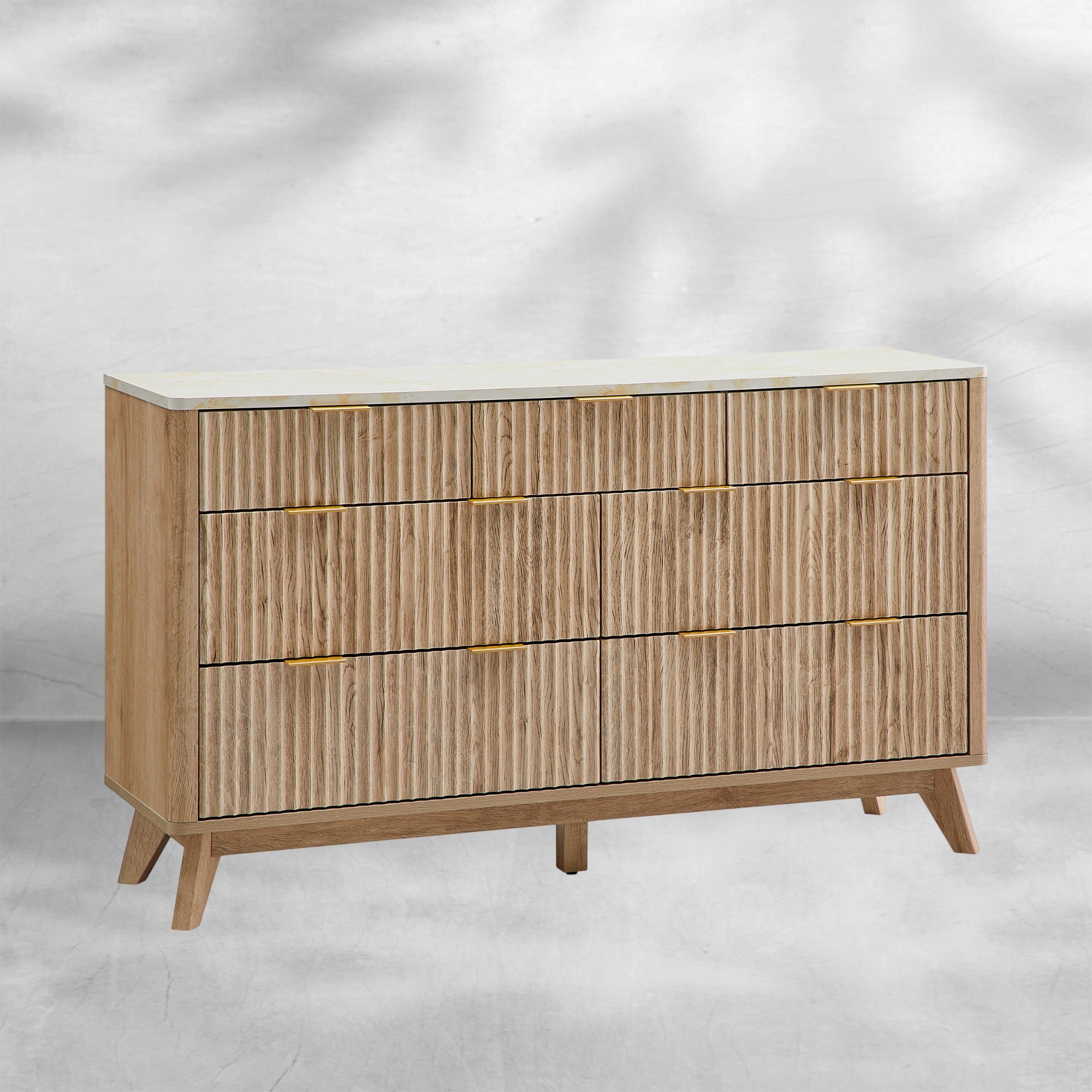 T4TREAM Modern Curved Fluted 7-Drawer Dresser
