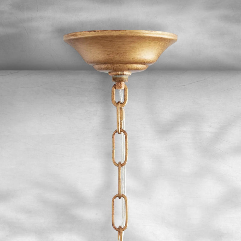 Faverelle chandelier gold ceiling canopy and chain mounting detail