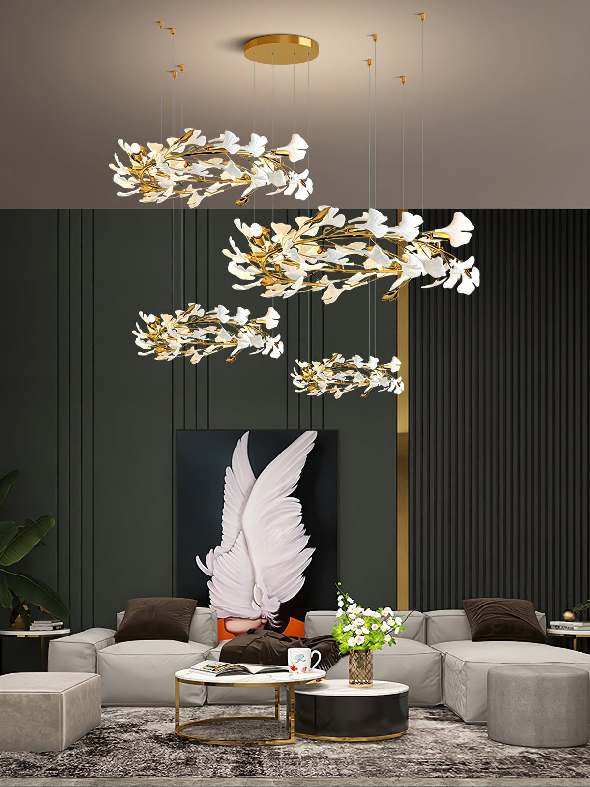 Gingko Leaves Chandelier 196.8"