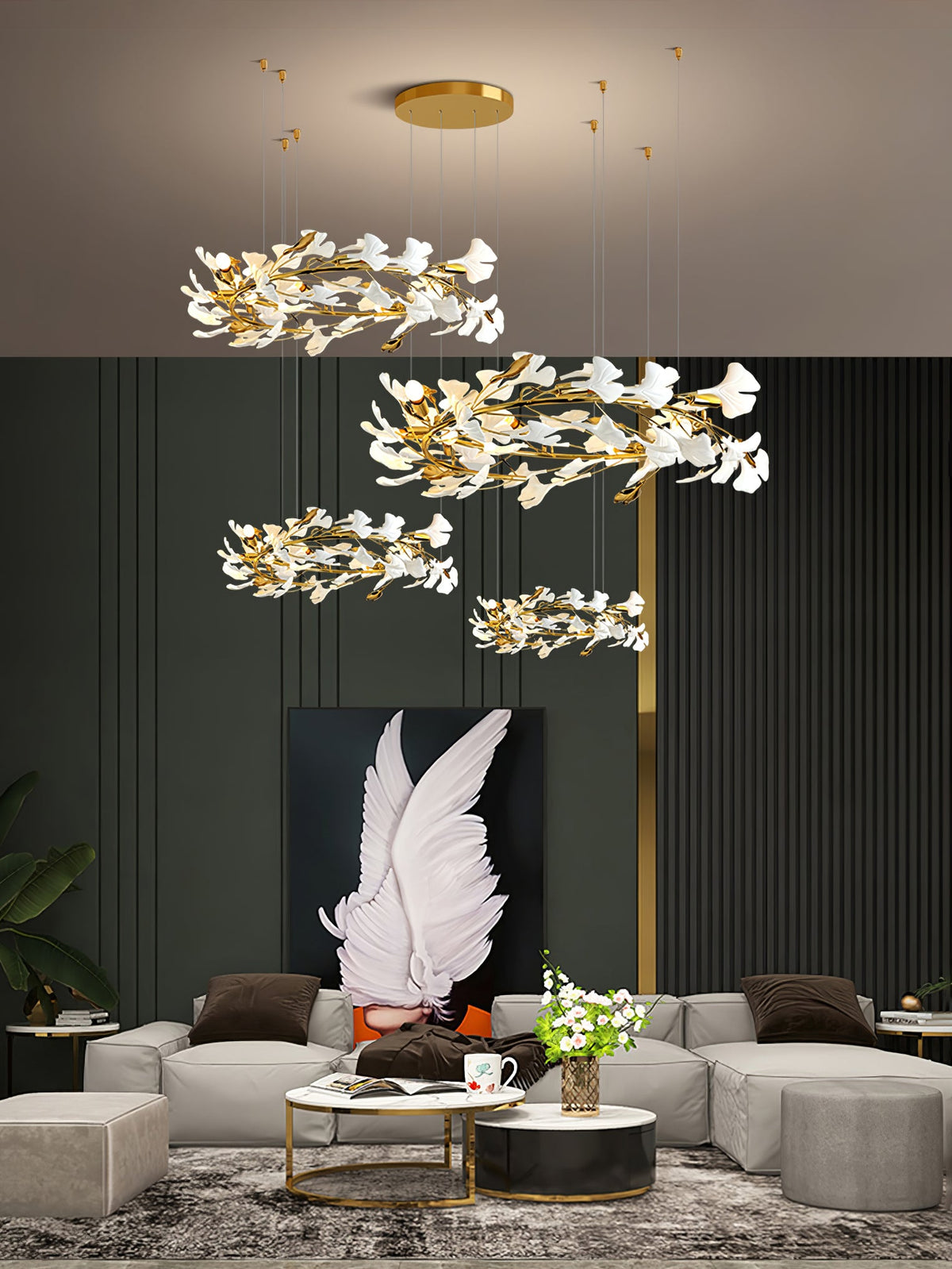 Gingko Leaves Chandelier 196.8"