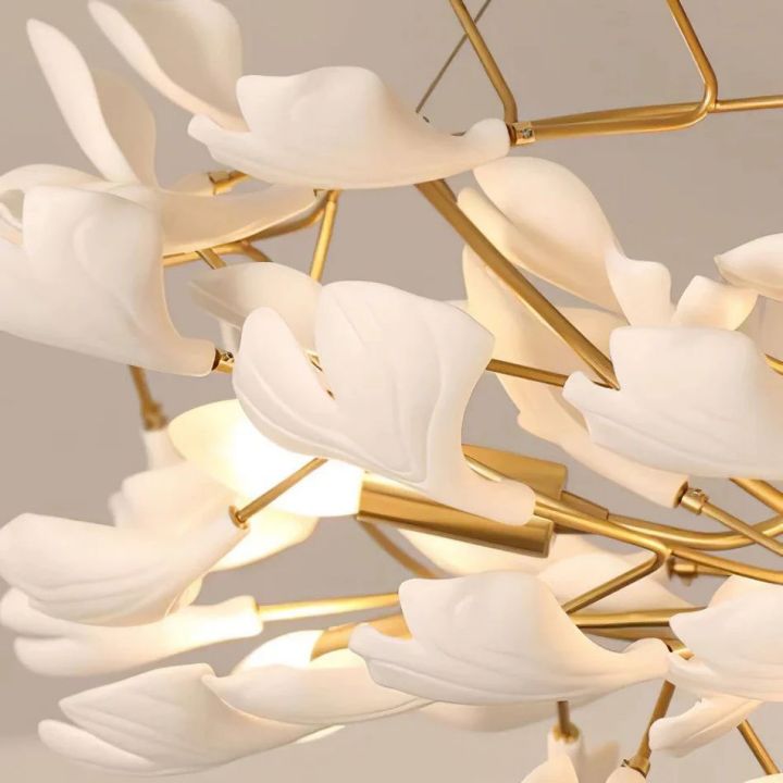 Gliss Gingko Ceramic Luxury Chandelier, Modern Pendant Lamp