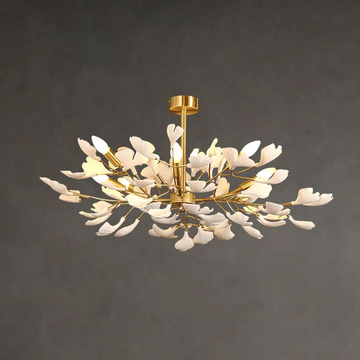 Gliss Gingko Ceramic Luxury Chandelier, Modern Pendant Lamp