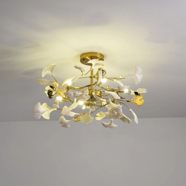 Gliss Gingko Ceramic Luxury Chandelier, Indoor Living Room Lamp