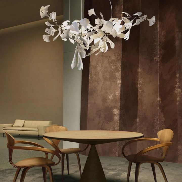 Gliss Gingko Ceramic Luxury Chandelier, Dining Room Chandelier Lighting