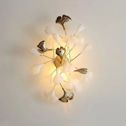 Gliss Ceramic Gingko Wall Lamp, Modern Branch Wall Sconce