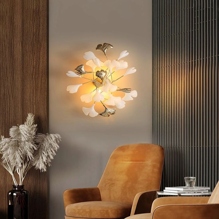 Gliss Ceramic Gingko Wall Lamp, Modern Branch Wall Sconce