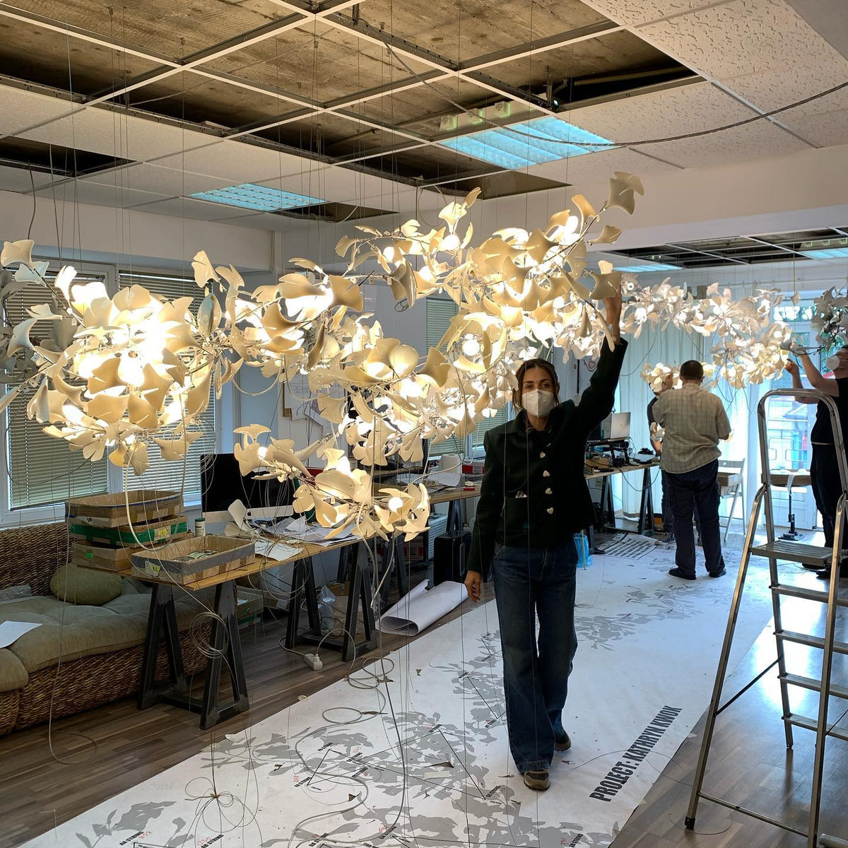 Gingko Leaves Chandelier 196.8"