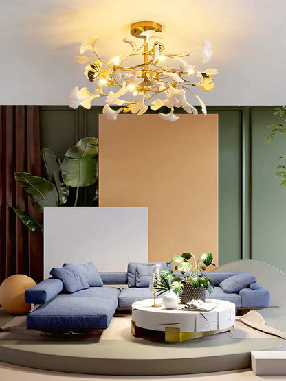 Modern Ceramic Gingko Chandelier for Living Room/Bedroom