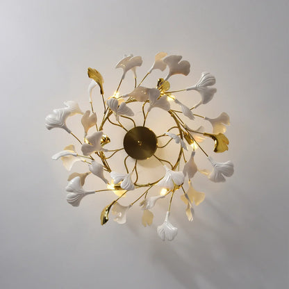 Modern Ceramic Gingko Chandelier for Living Room/Bedroom