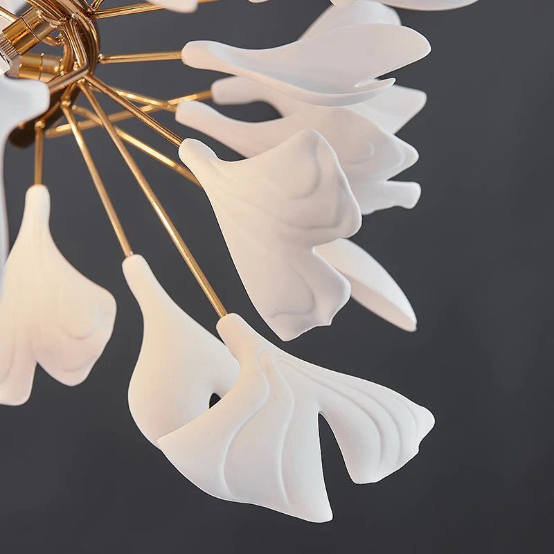 Gliss Ceramic Ginkgo Branch Chandelier, Dining Table Lamp