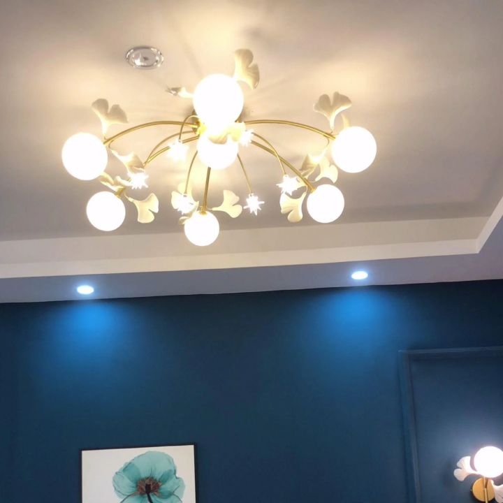Gliss Ceramic Ginkgo Glass Ceiling Lamp, Living Room Flushmount Lamp