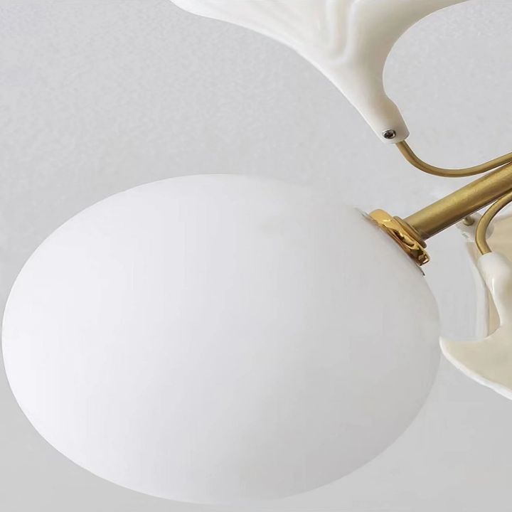 Gliss Ceramic Ginkgo Glass Ceiling Lamp, Living Room Flushmount Lamp