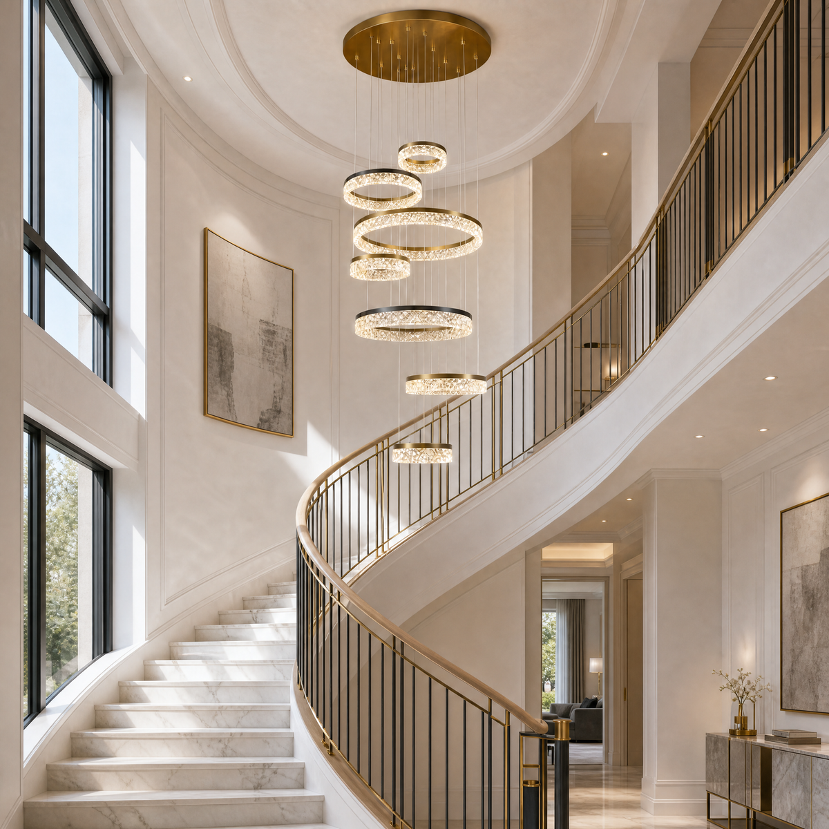 Guilin Landscape Modern Sculptural Ring Chandelier