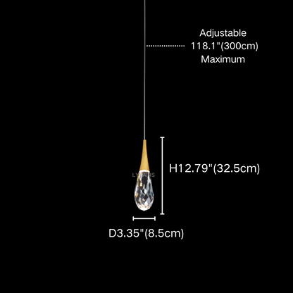 Modern Exquisite Floating Crystal Waterdrop Chandelier with Gold Leaf Gilding for High-ceiling