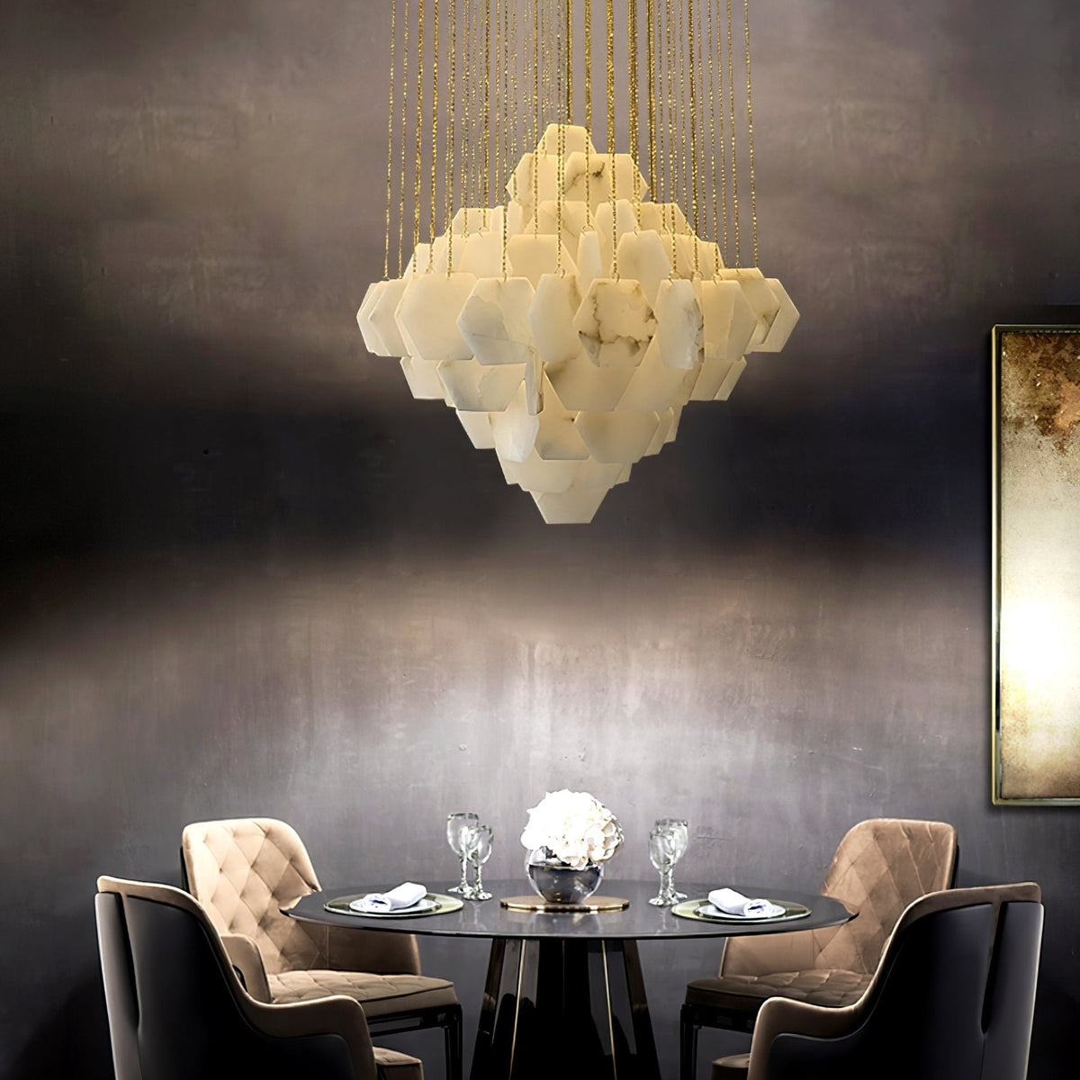 Hexa Alabaster Cascade Chandelier - Yovalighting