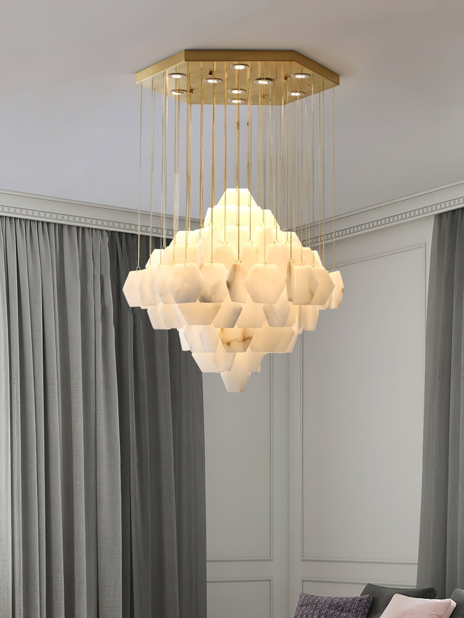 Hexa Alabaster Cascade Chandelier - Yovalighting
