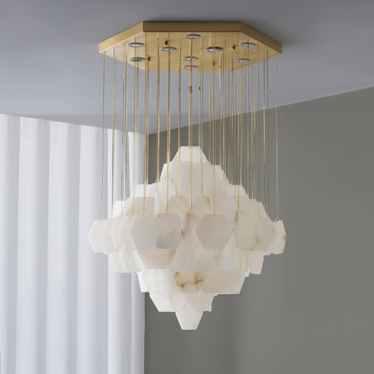 Hexa Alabaster Cascade Chandelier - Yovalighting