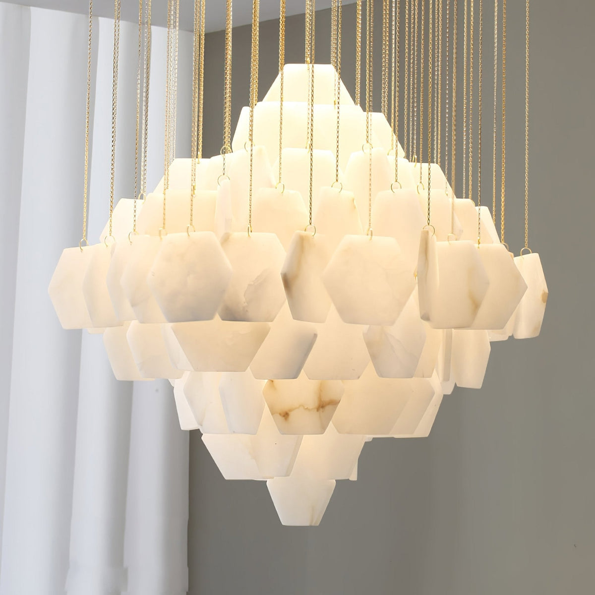 Hexa Alabaster Cascade Chandelier - Yovalighting