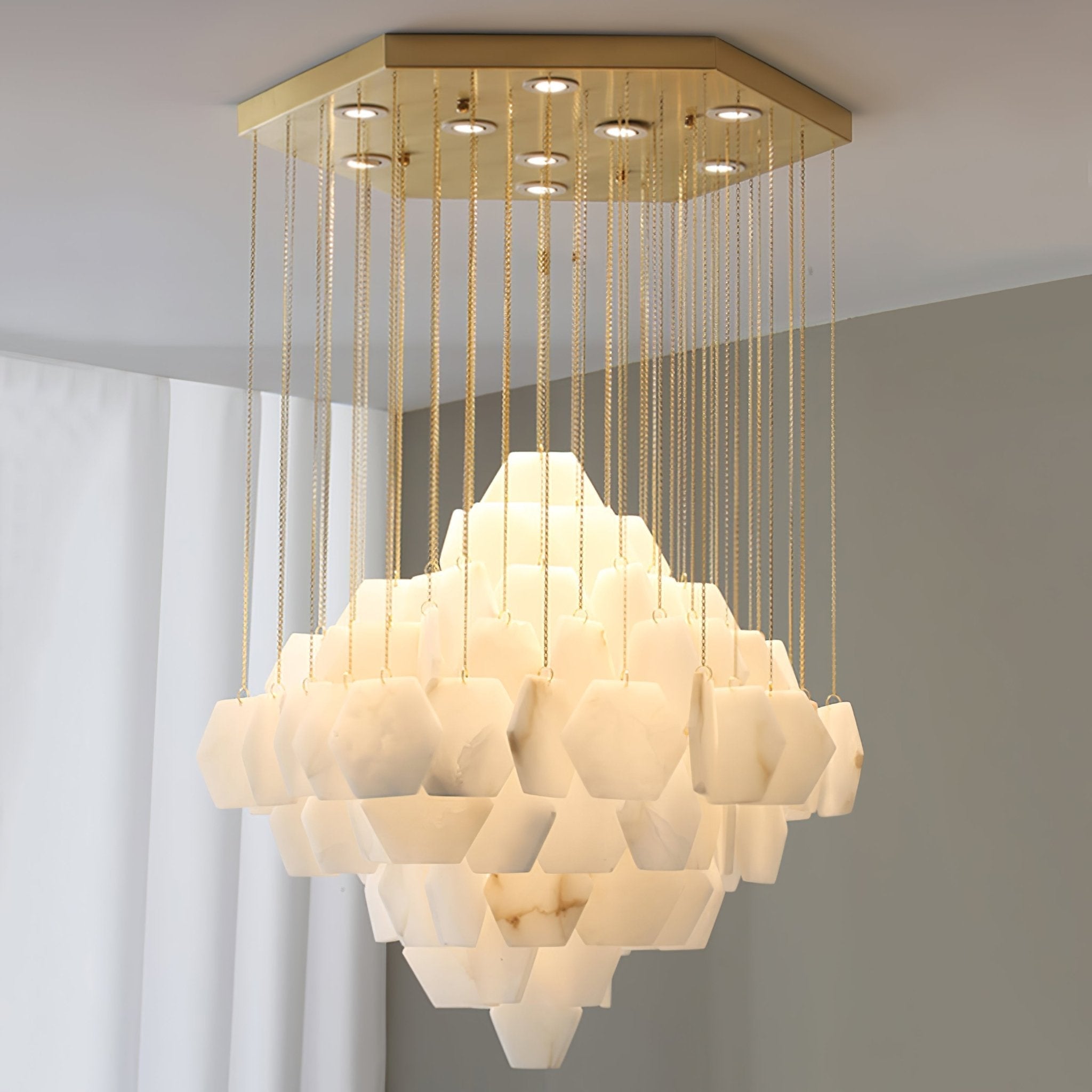 Hexa Alabaster Cascade Chandelier - Yovalighting
