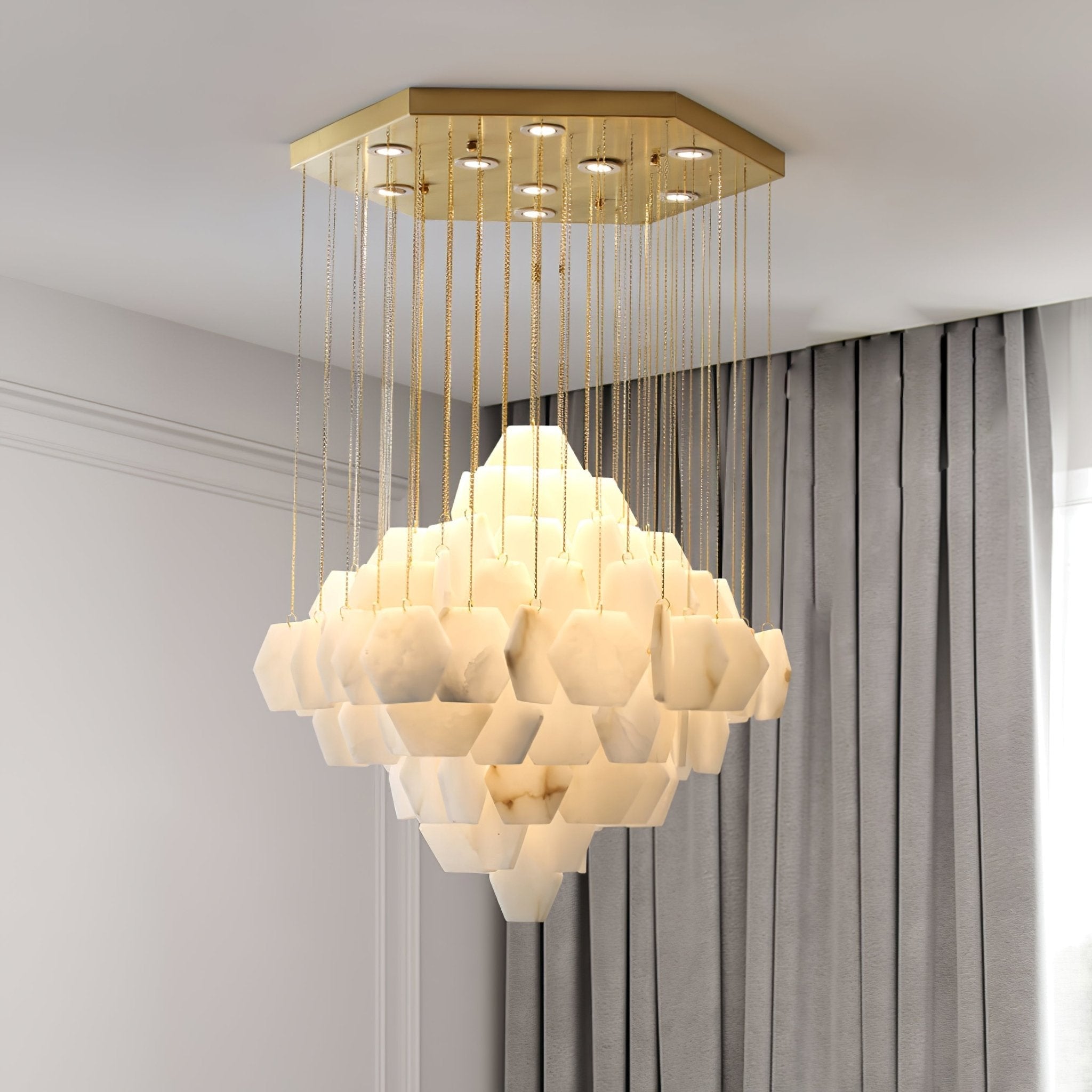 Hexa Alabaster Cascade Chandelier - Yovalighting