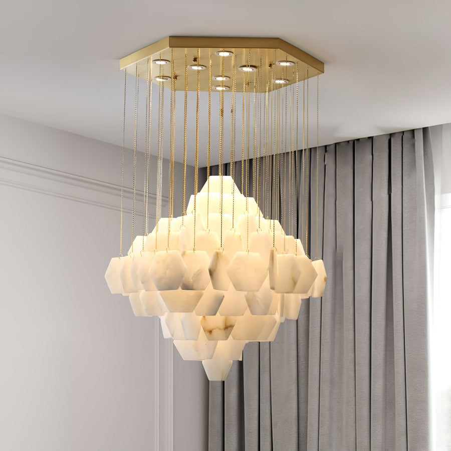 Hexa Alabaster Cascade Chandelier - Yovalighting