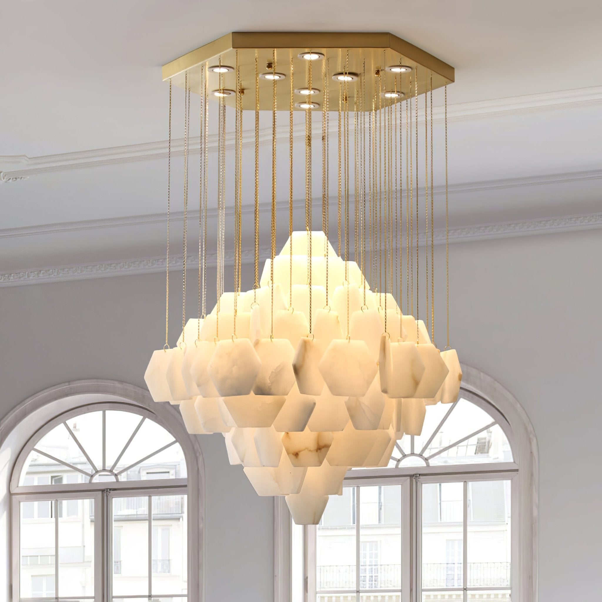 Hexa Alabaster Cascade Chandelier - Yovalighting