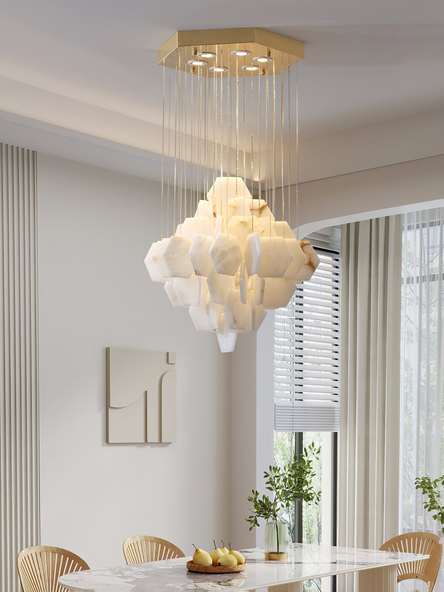 Hexa Alabaster Cascade Chandelier - Yovalighting