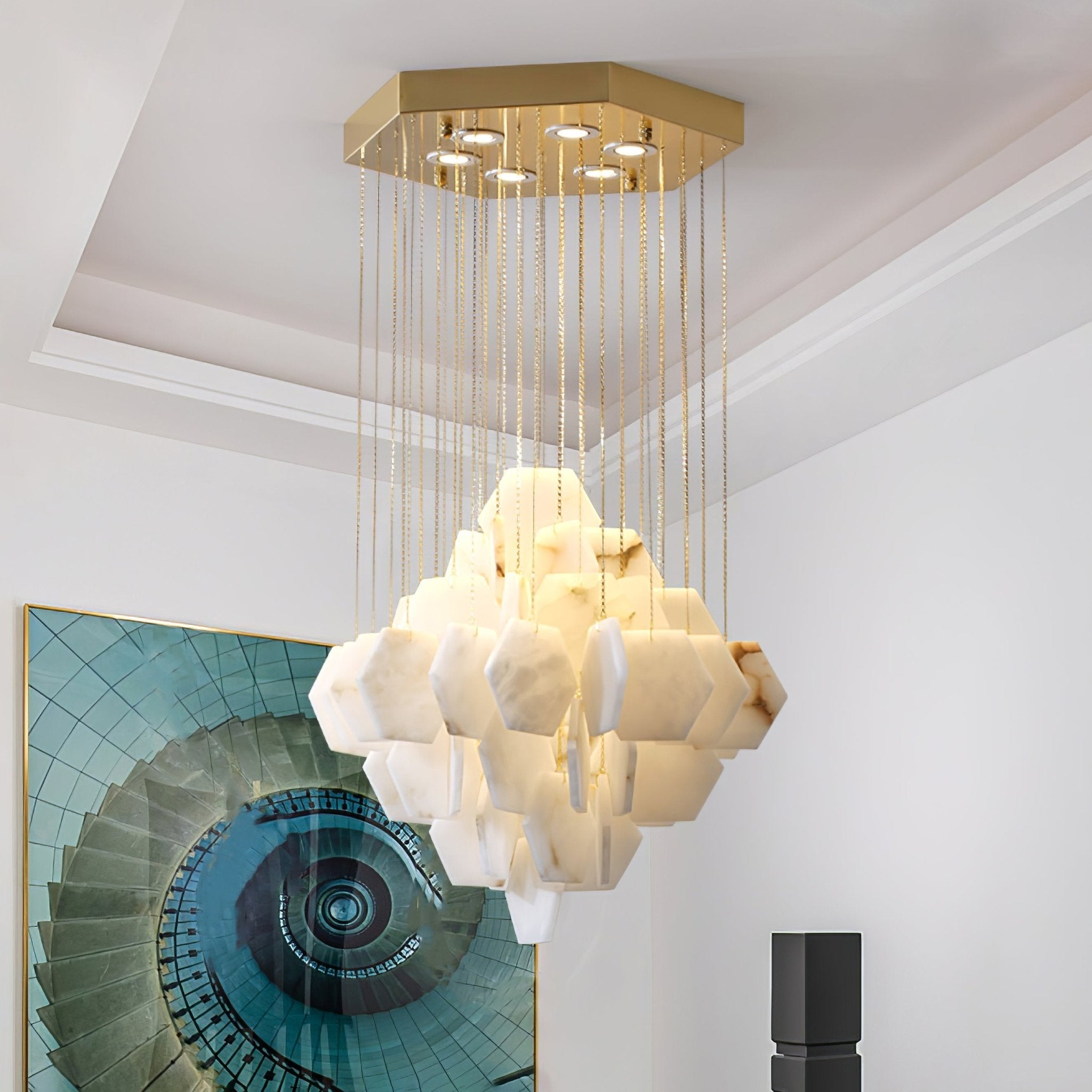 Hexa Alabaster Cascade Chandelier - Yovalighting