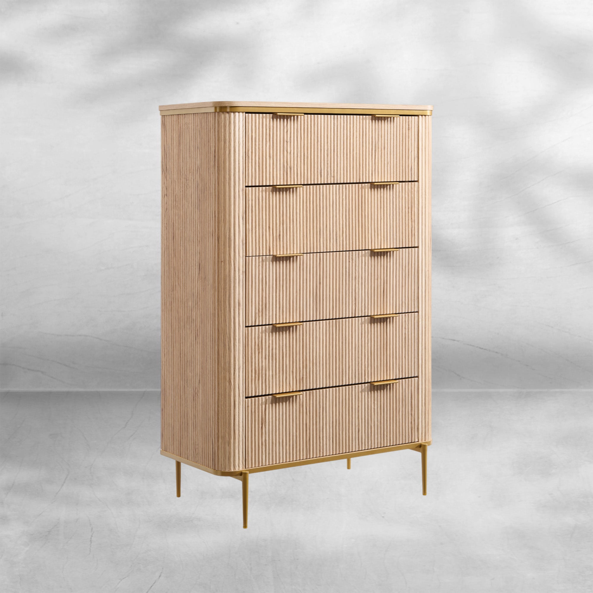 T4TREAM Fluted 5-Drawer Dresser 48" Modern Wood Storage Organizer
