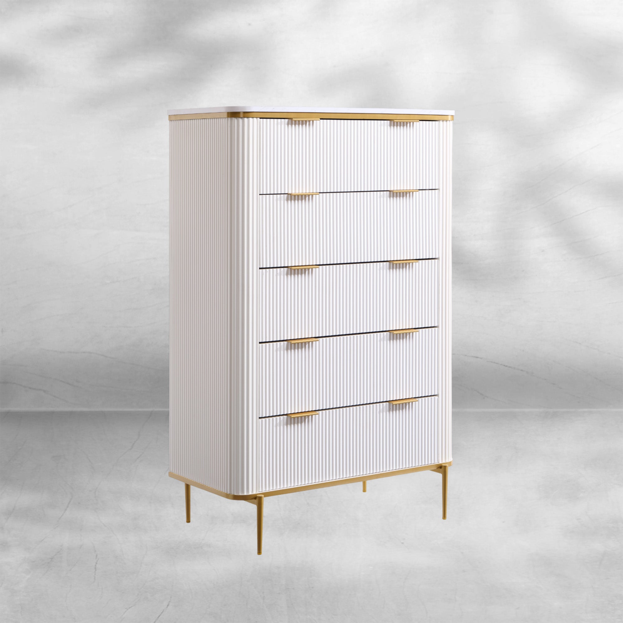 T4TREAM Fluted 5-Drawer Dresser 48" Modern Wood Storage Organizer