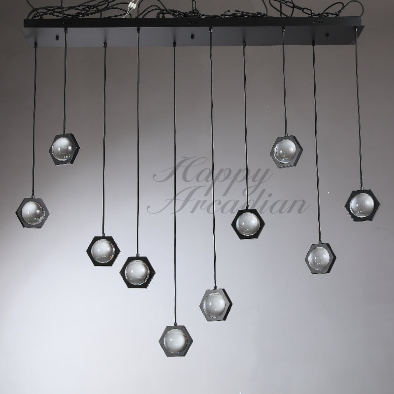 Celestra Crystal Ball Linear Chandelier 54" W 72''W