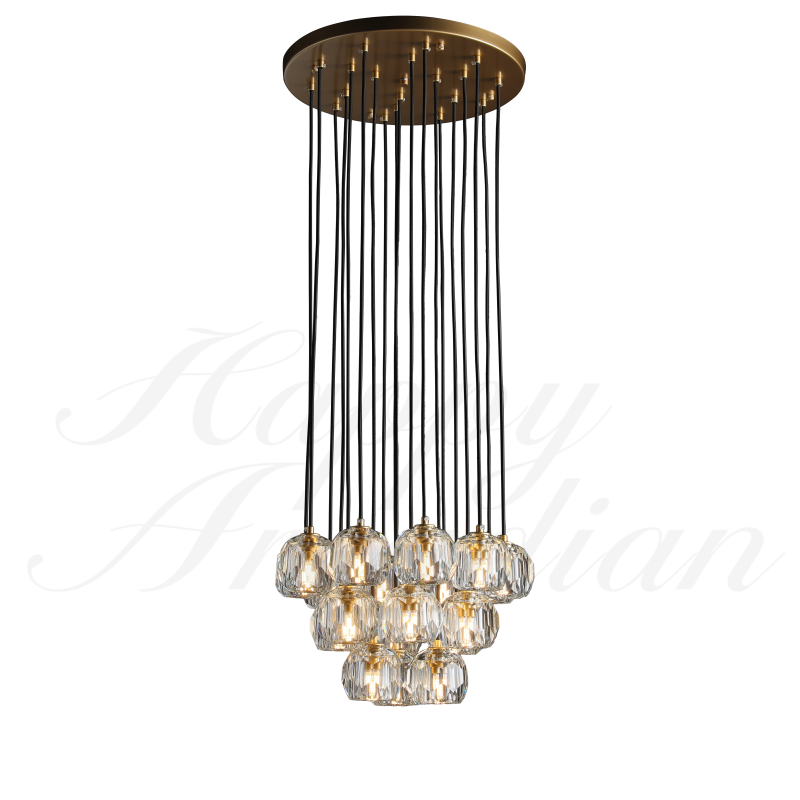 HA Bola De Crystal Round Cluster Chandelier 30" 40''