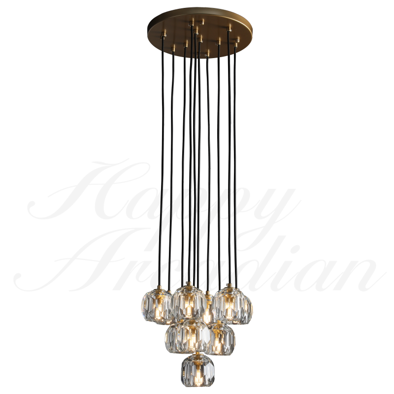 HA Bola De Crystal Round Cluster Chandelier 30" 40''