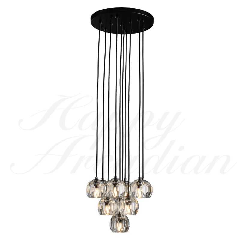 HA Bola De Crystal Round Cluster Chandelier 30" 40''