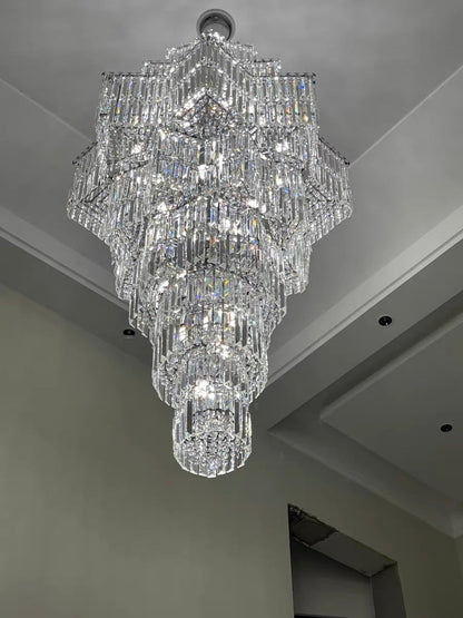 Luxury Extra Large Plaza Multi-Tier Crystal Chandelier For  Hotel Hall / 2 Story Foyer / High Ceiling Living Room