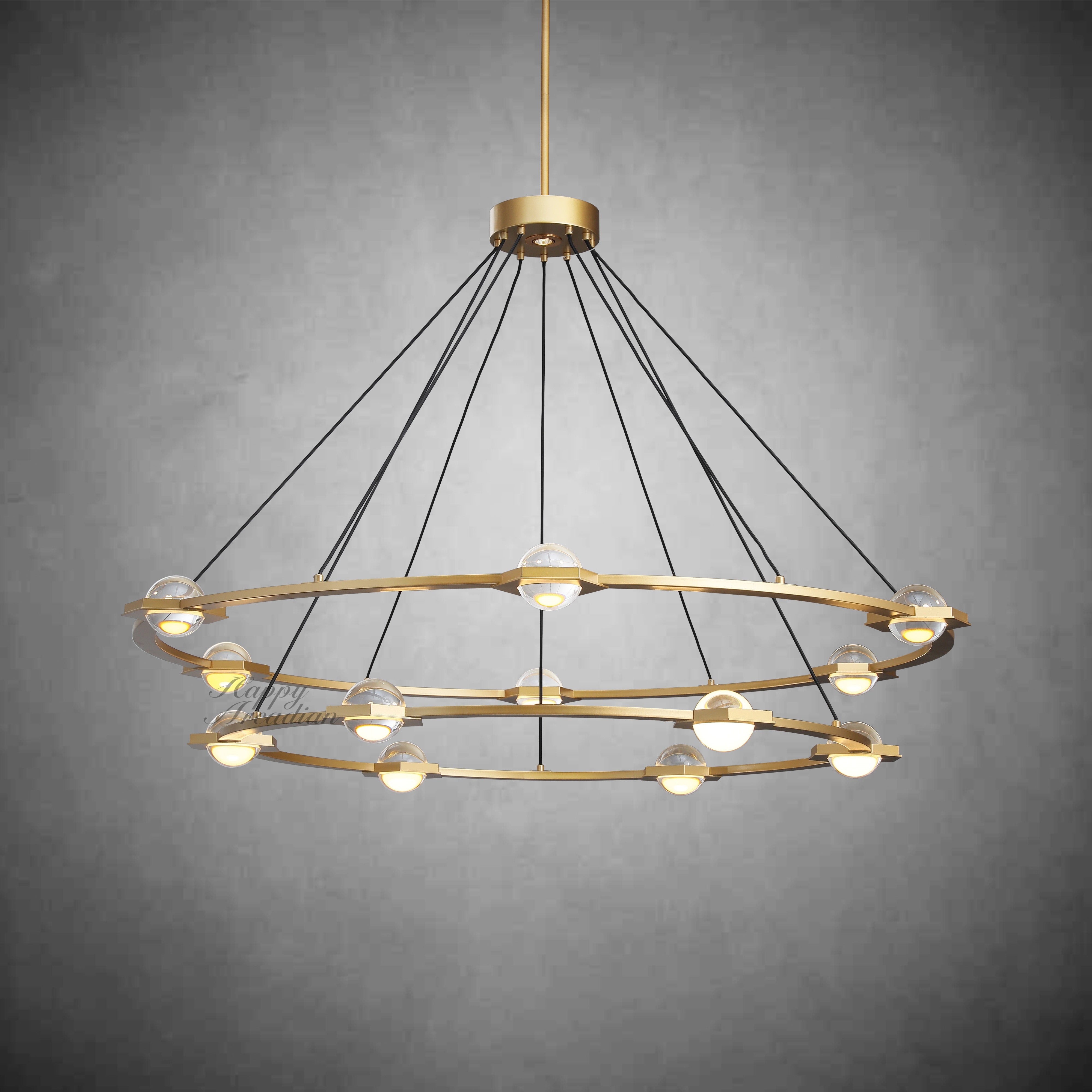 Celestra Crystal Ball 2-Tier Round Chandelier48'' 60"